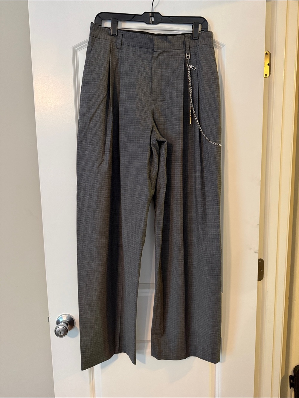 Alexander Wang Gray Wide-Leg Trousers with Chain Detail